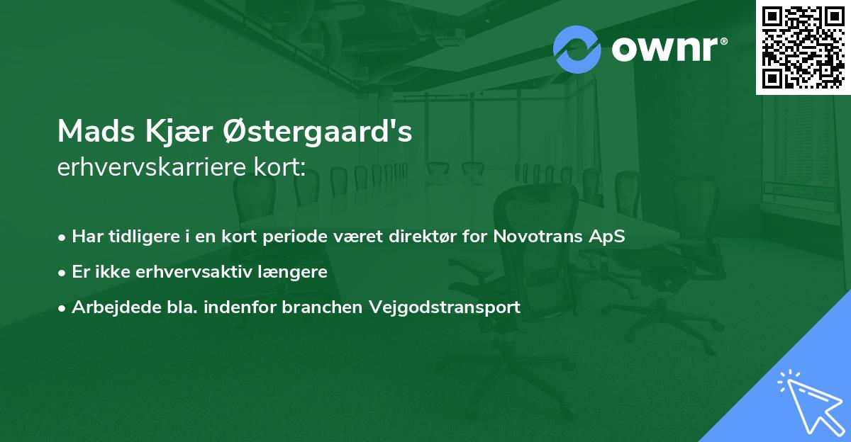 Mads Kjær Østergaard's erhvervskarriere kort