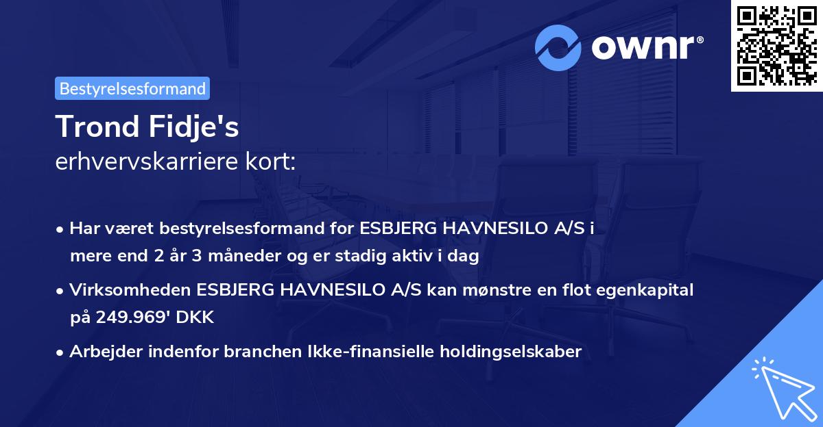 Trond Fidje's erhvervskarriere kort