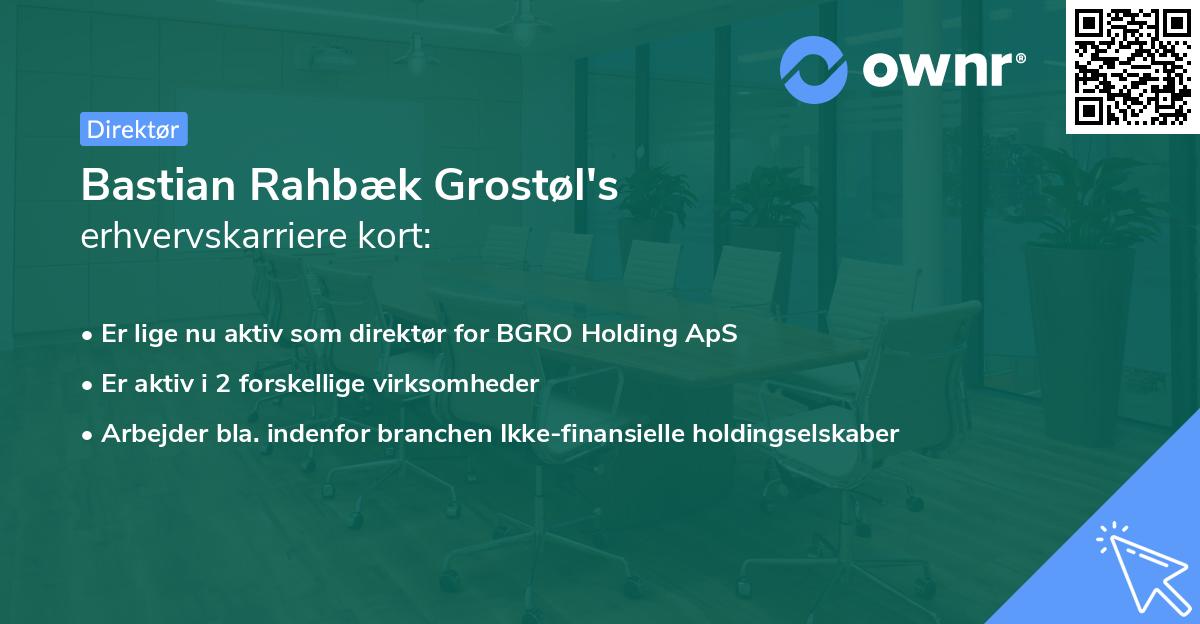 Bastian Rahbæk Grostøl's erhvervskarriere kort