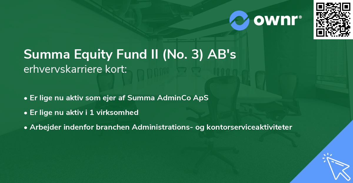 Summa Equity Fund II (No. 3) AB's erhvervskarriere kort