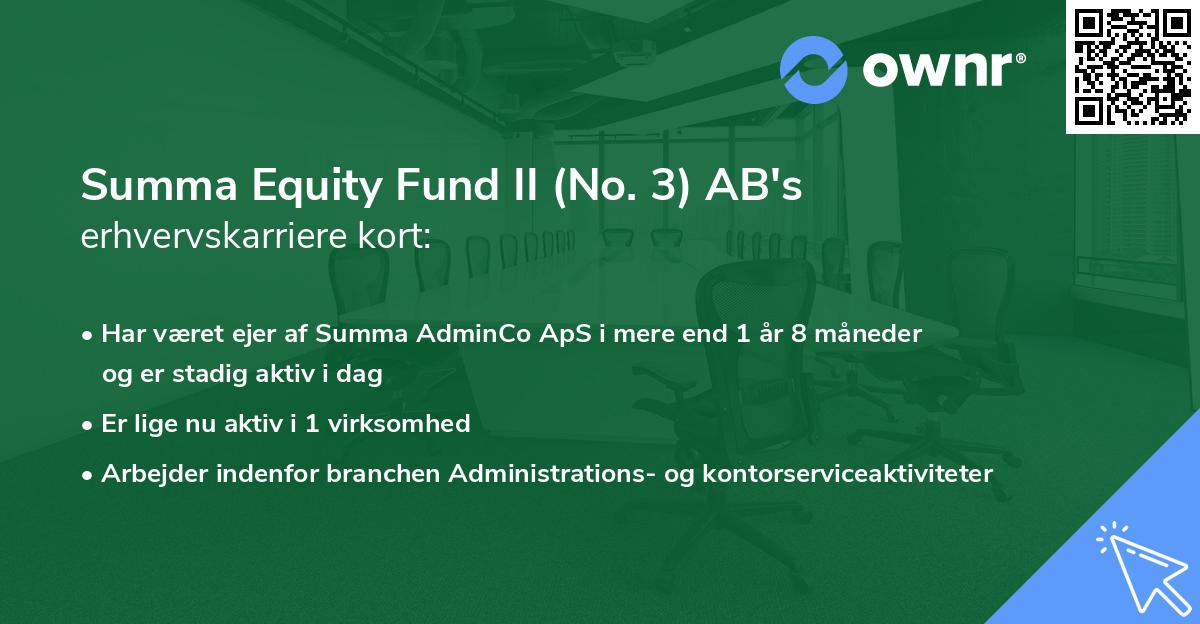 Summa Equity Fund II (No. 3) AB's erhvervskarriere kort