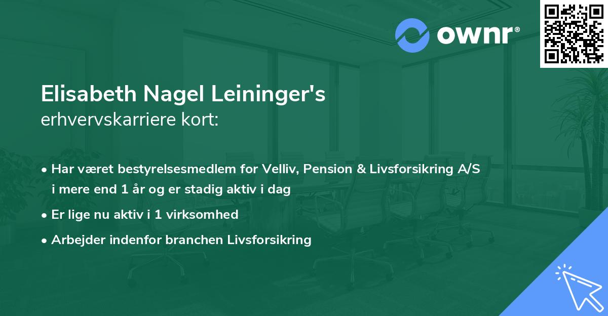 Elisabeth Nagel Leininger's erhvervskarriere kort