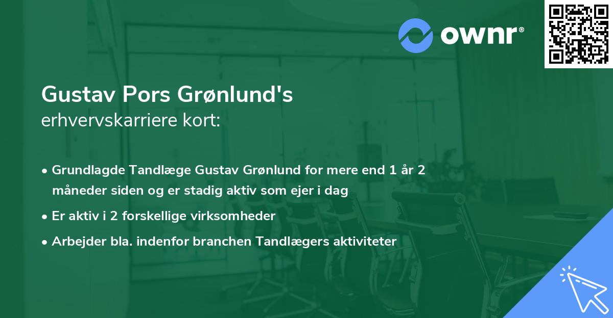 Gustav Pors Grønlund's erhvervskarriere kort