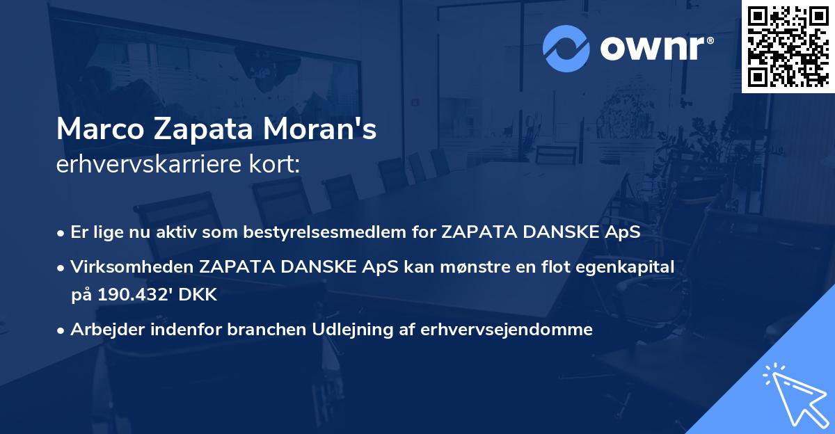 Marco Zapata Moran's erhvervskarriere kort