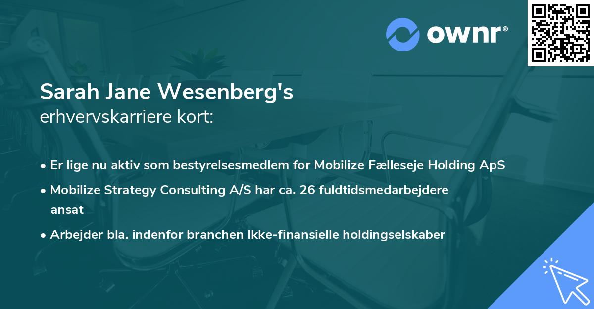 Sarah Jane Wesenberg's erhvervskarriere kort