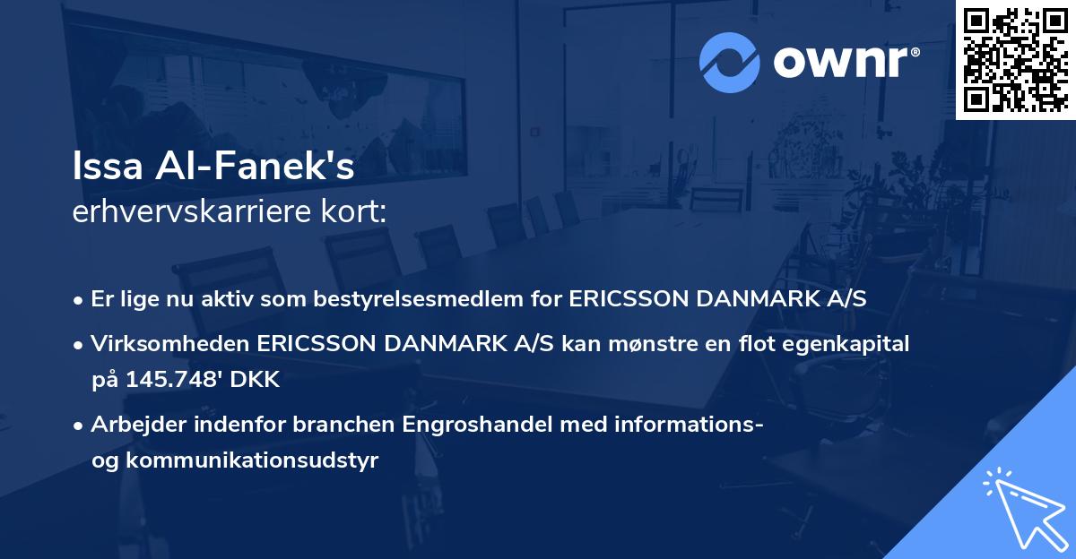 Issa Al-Fanek's erhvervskarriere kort