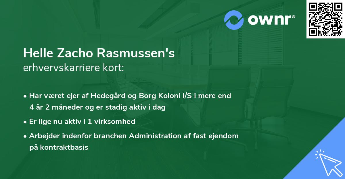 Helle Zacho Rasmussen's erhvervskarriere kort