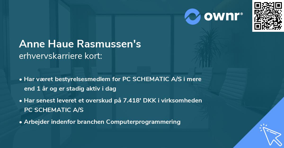Anne Haue Rasmussen's erhvervskarriere kort