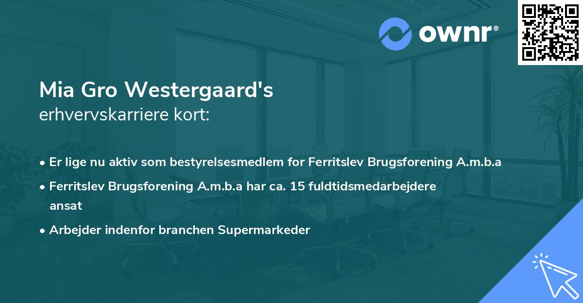 Mia Gro Westergaard's erhvervskarriere kort