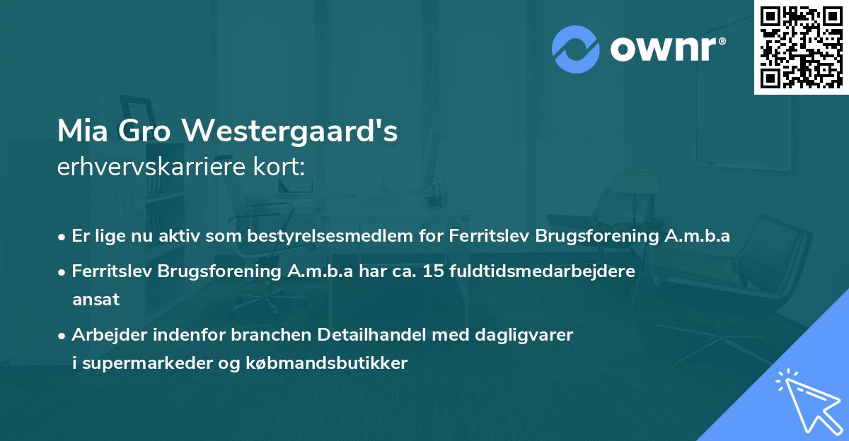 Mia Gro Westergaard's erhvervskarriere kort