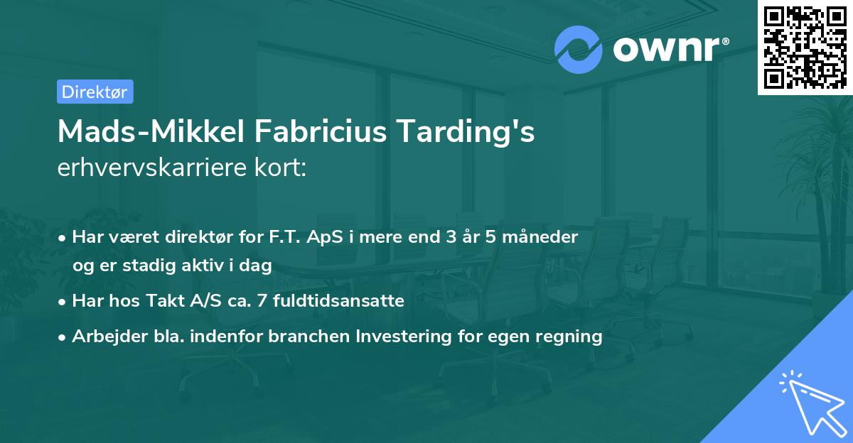 Mads-Mikkel Fabricius Tarding's erhvervskarriere kort