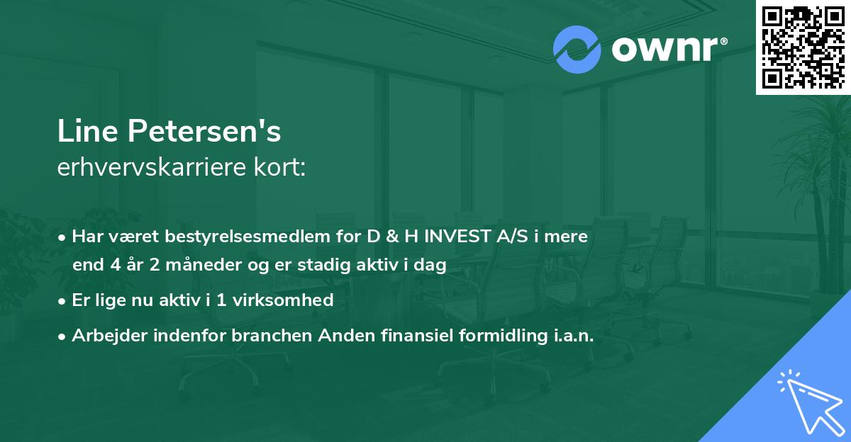 Line Petersen's erhvervskarriere kort