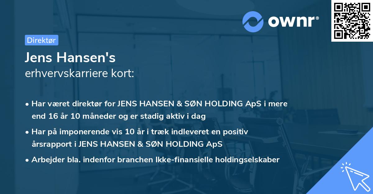 Jens Hansen's erhvervskarriere kort