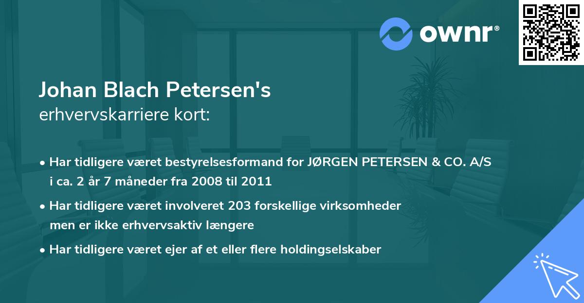 Johan Blach Petersen's erhvervskarriere kort