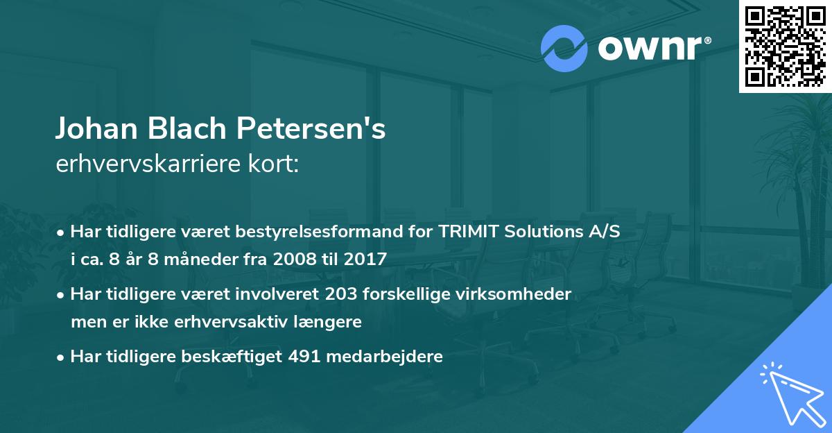 Johan Blach Petersen's erhvervskarriere kort
