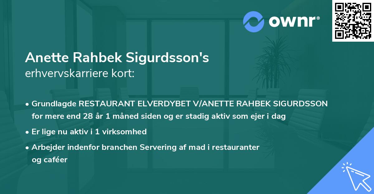 Anette Rahbek Sigurdsson's erhvervskarriere kort