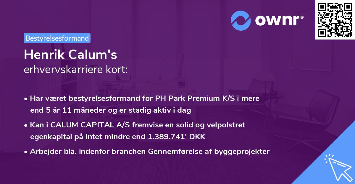 Henrik Calum's erhvervskarriere kort