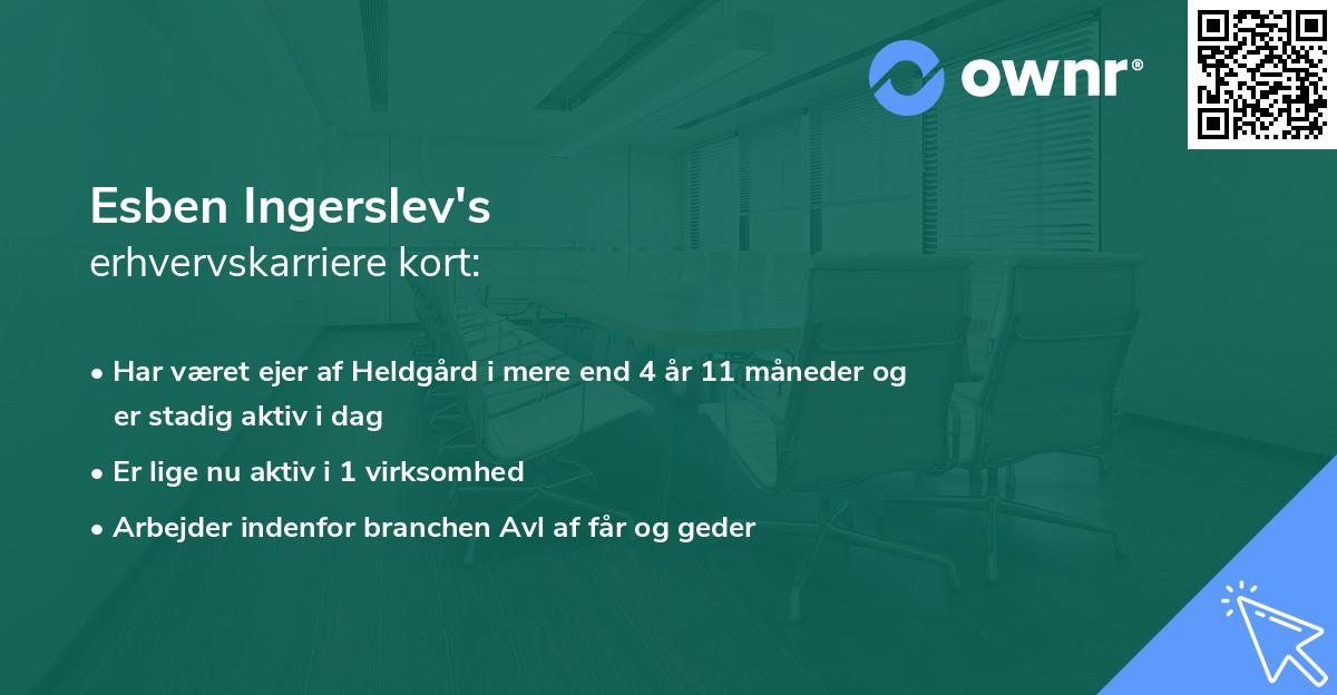 Esben Ingerslev's erhvervskarriere kort