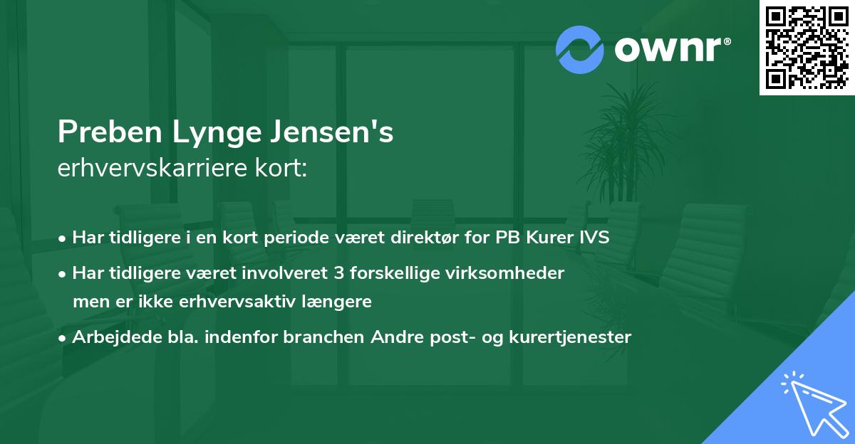 Preben Lynge Jensen's erhvervskarriere kort