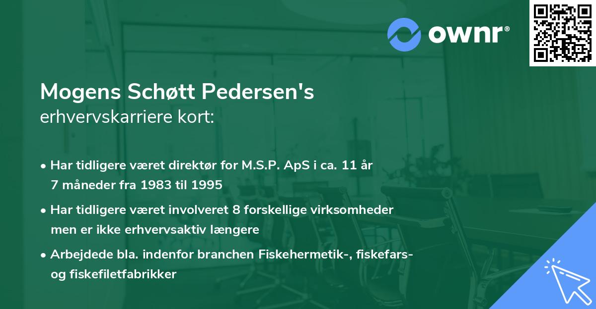 Mogens Schøtt Pedersen's erhvervskarriere kort