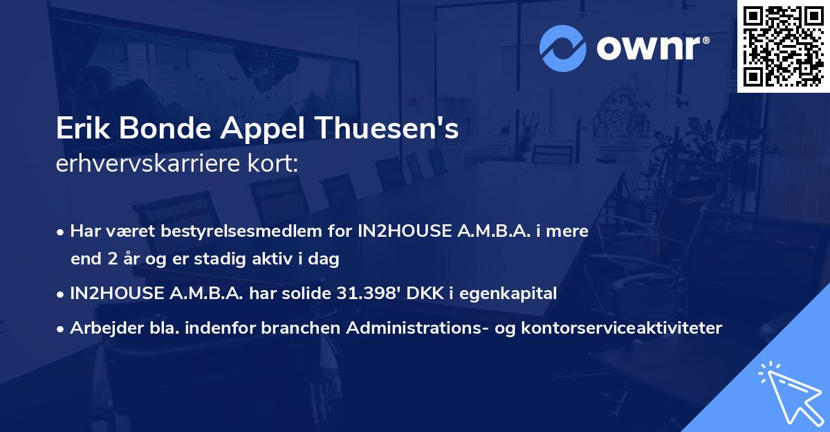 Erik Bonde Appel Thuesen's erhvervskarriere kort