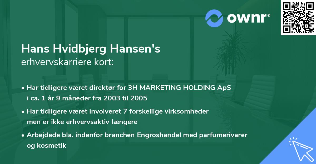 Hans Hvidbjerg Hansen's erhvervskarriere kort