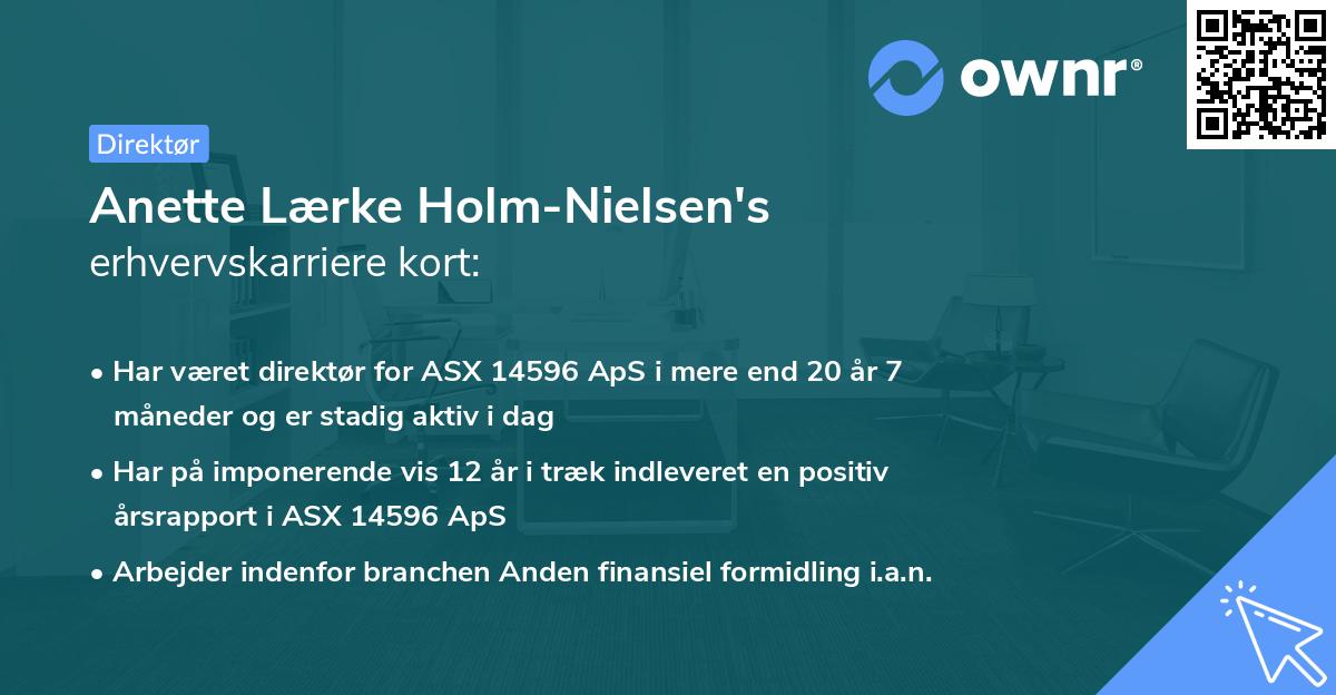 Anette Lærke Holm-Nielsen's erhvervskarriere kort