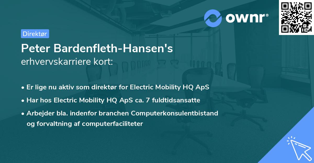Peter Bardenfleth-Hansen's erhvervskarriere kort