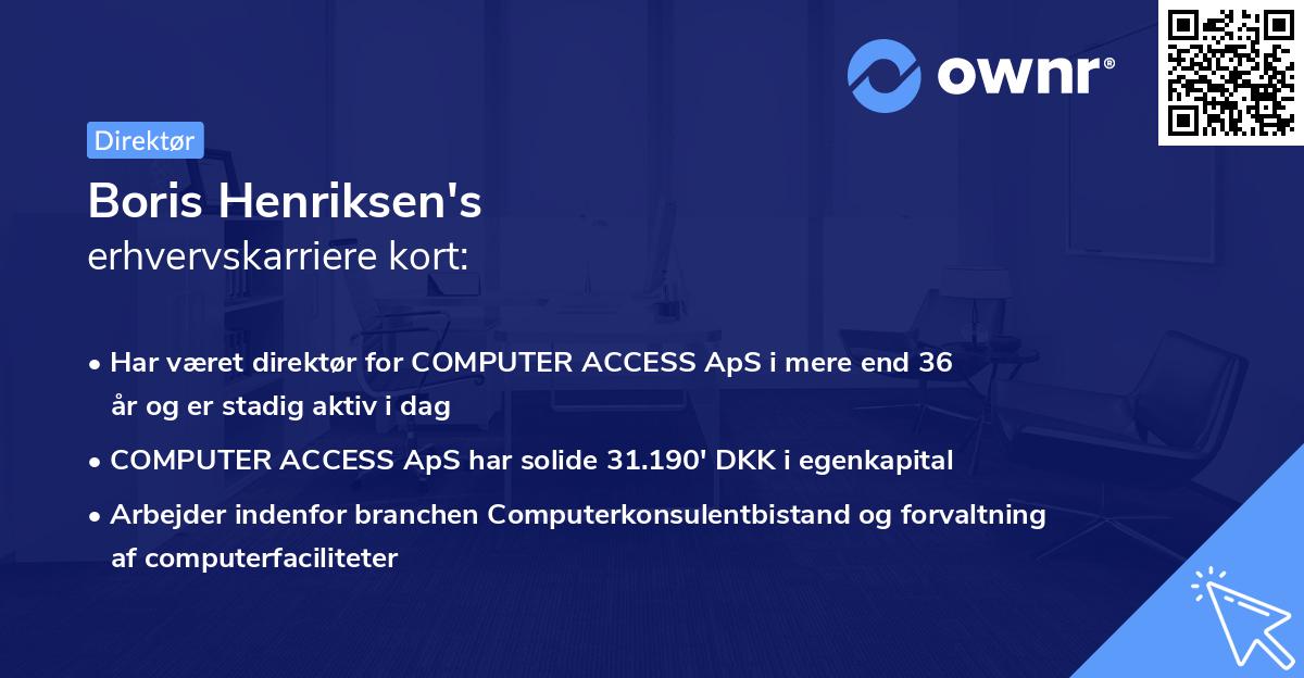 Boris Henriksen's erhvervskarriere kort