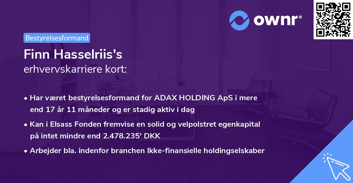 Finn Hasselriis's erhvervskarriere kort