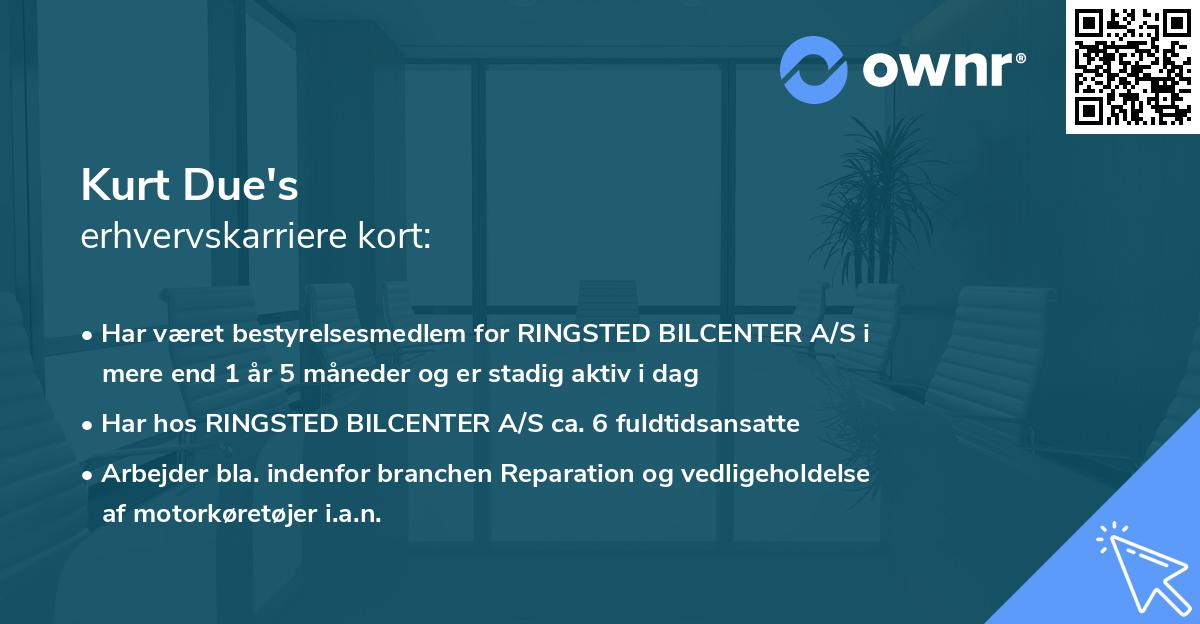 Kurt Due's erhvervskarriere kort