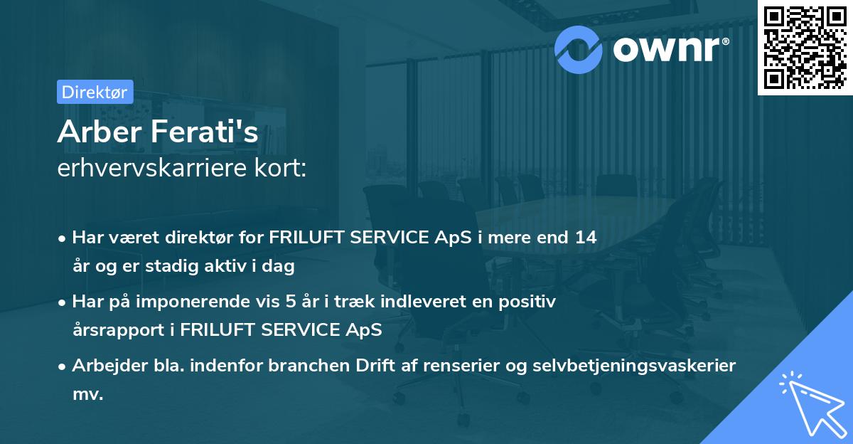 Arber Ferati's erhvervskarriere kort