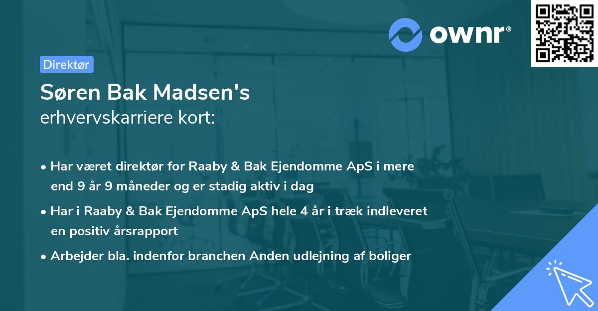 Søren Bak Madsen's erhvervskarriere kort