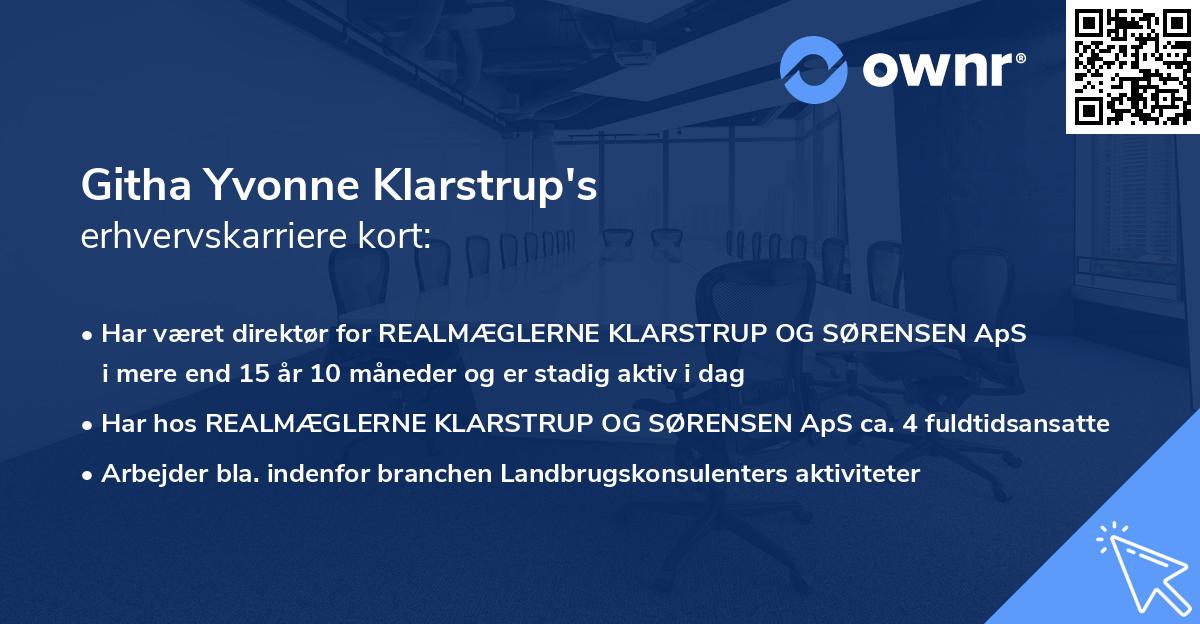 Githa Yvonne Klarstrup's erhvervskarriere kort