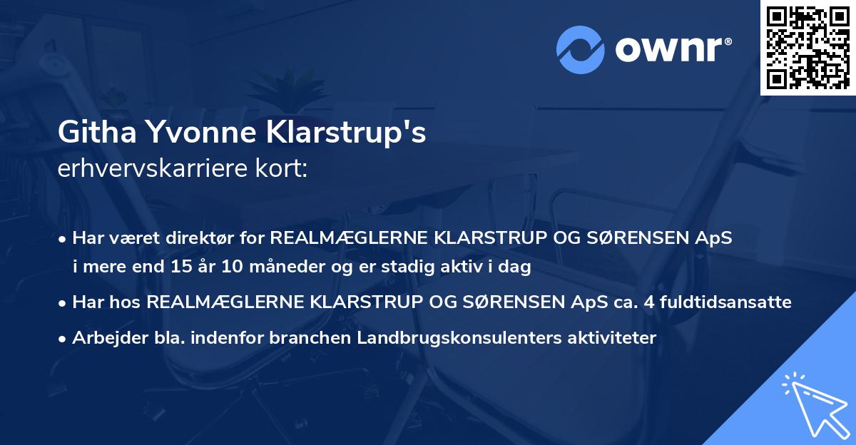 Githa Yvonne Klarstrup's erhvervskarriere kort