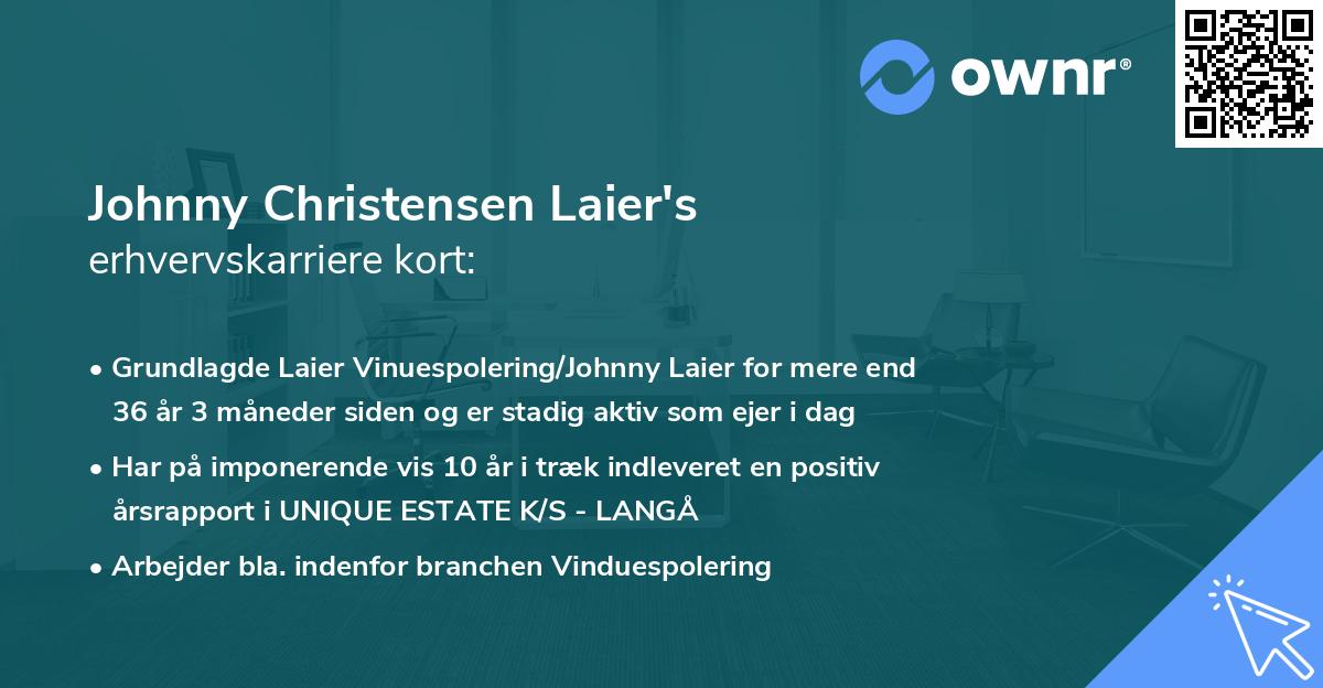 Johnny Christensen Laier's erhvervskarriere kort