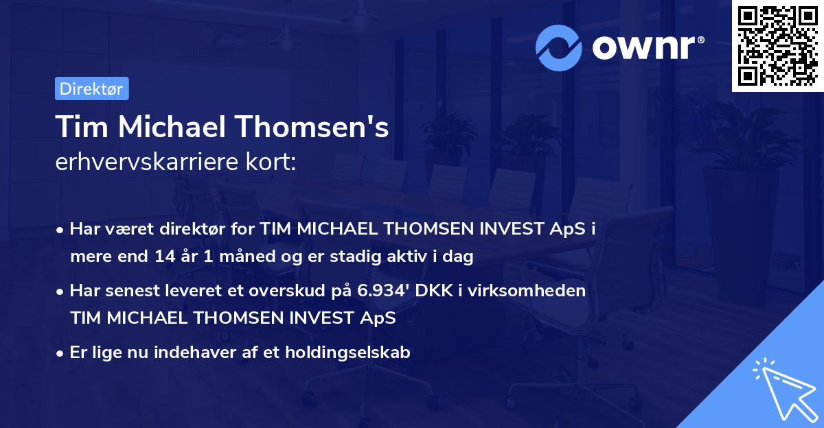 Tim Michael Thomsen's erhvervskarriere kort