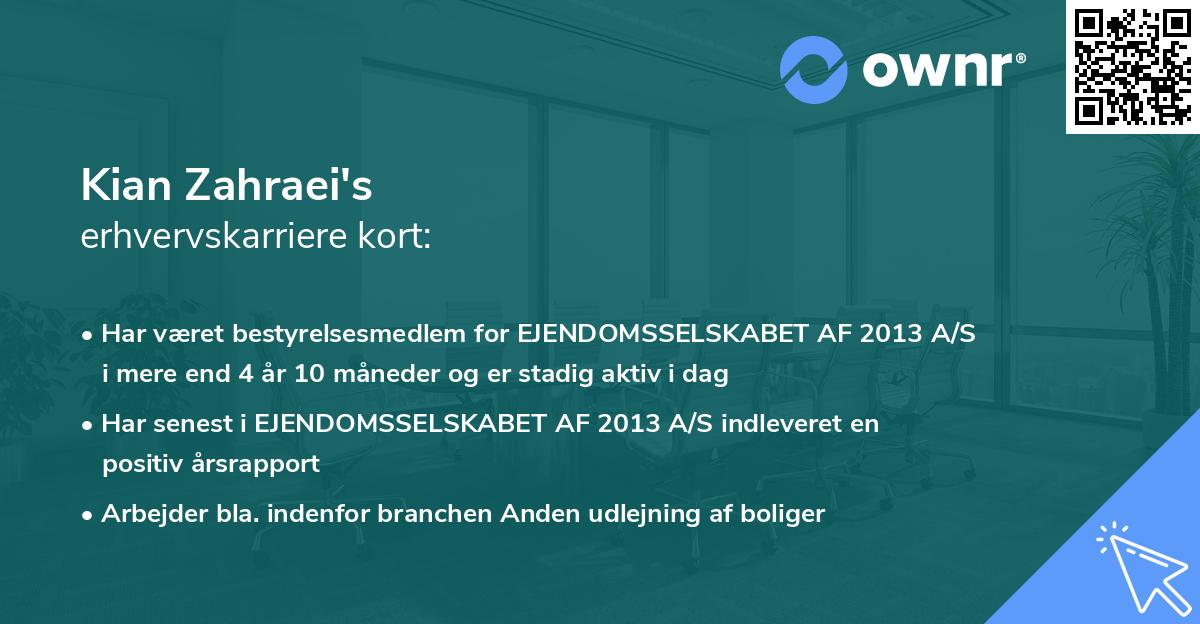 Kian Zahraei's erhvervskarriere kort