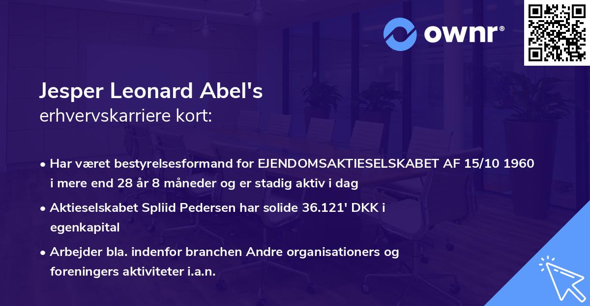 Jesper Leonard Abel's erhvervskarriere kort