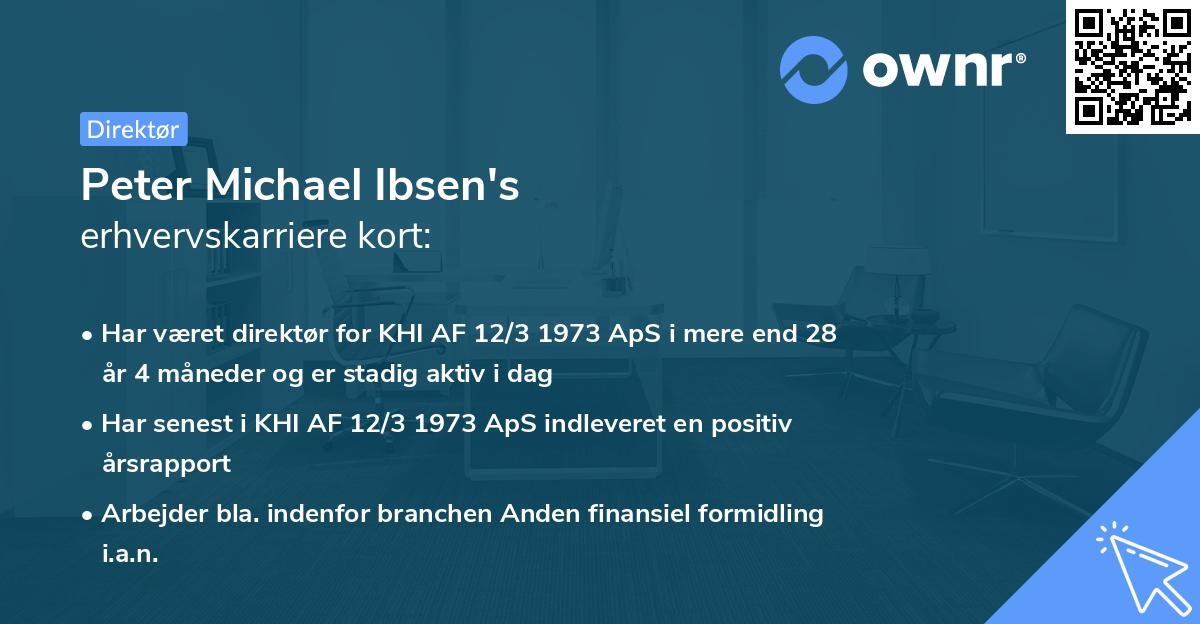 Peter Michael Ibsen's erhvervskarriere kort