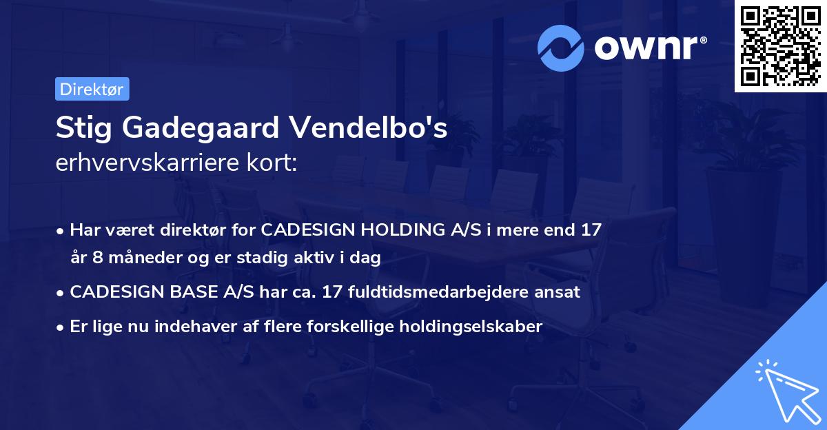 Stig Gadegaard Vendelbo's erhvervskarriere kort