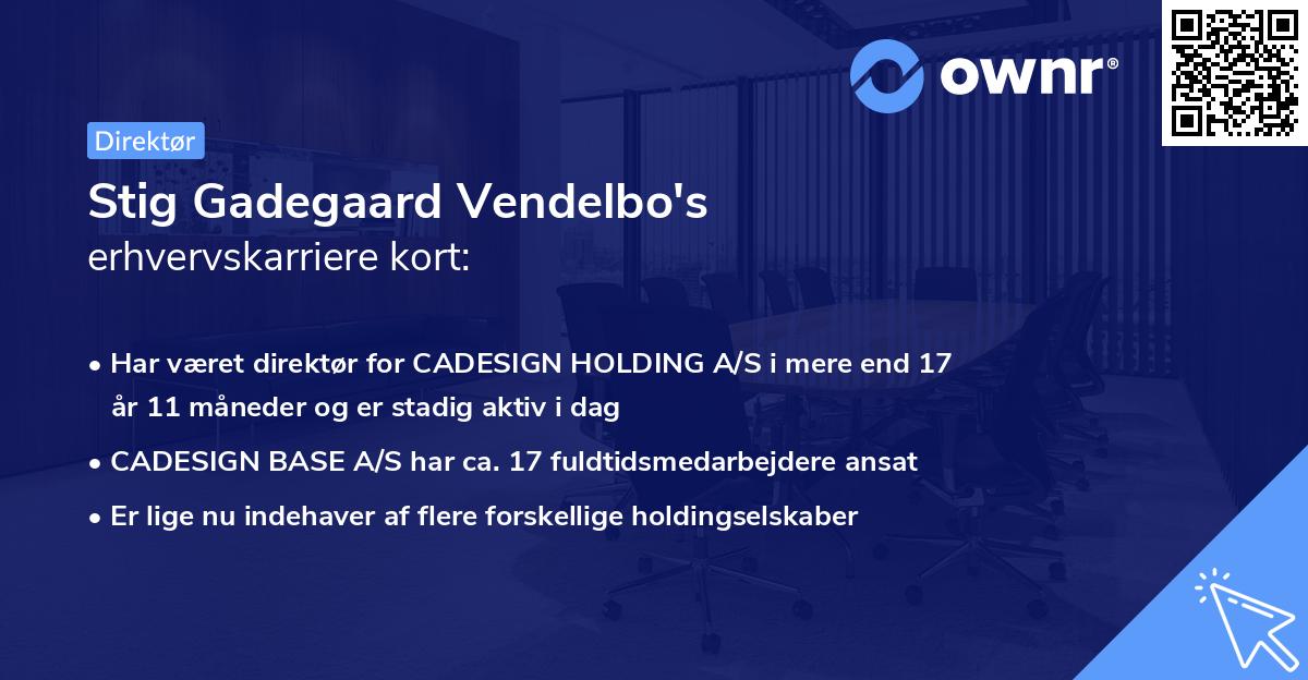 Stig Gadegaard Vendelbo's erhvervskarriere kort