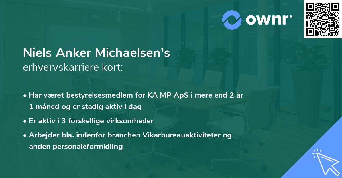 Niels Anker Michaelsen's erhvervskarriere kort