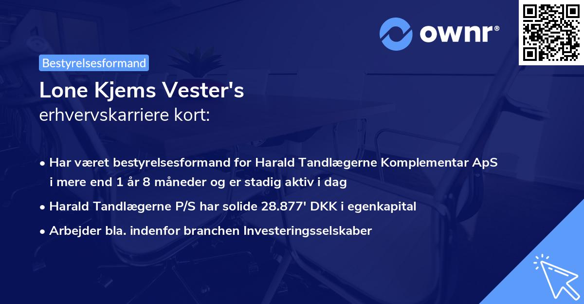 Lone Kjems Vester's erhvervskarriere kort