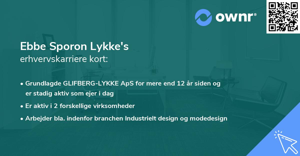Ebbe Sporon Lykke's erhvervskarriere kort