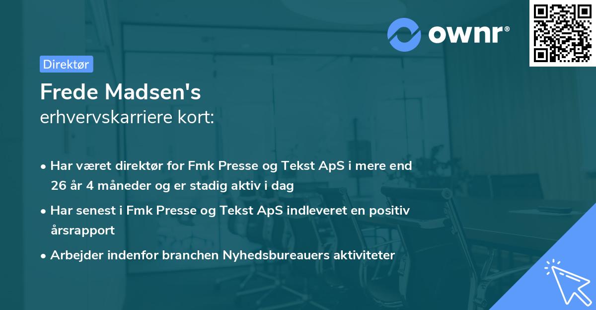 Frede Madsen's erhvervskarriere kort