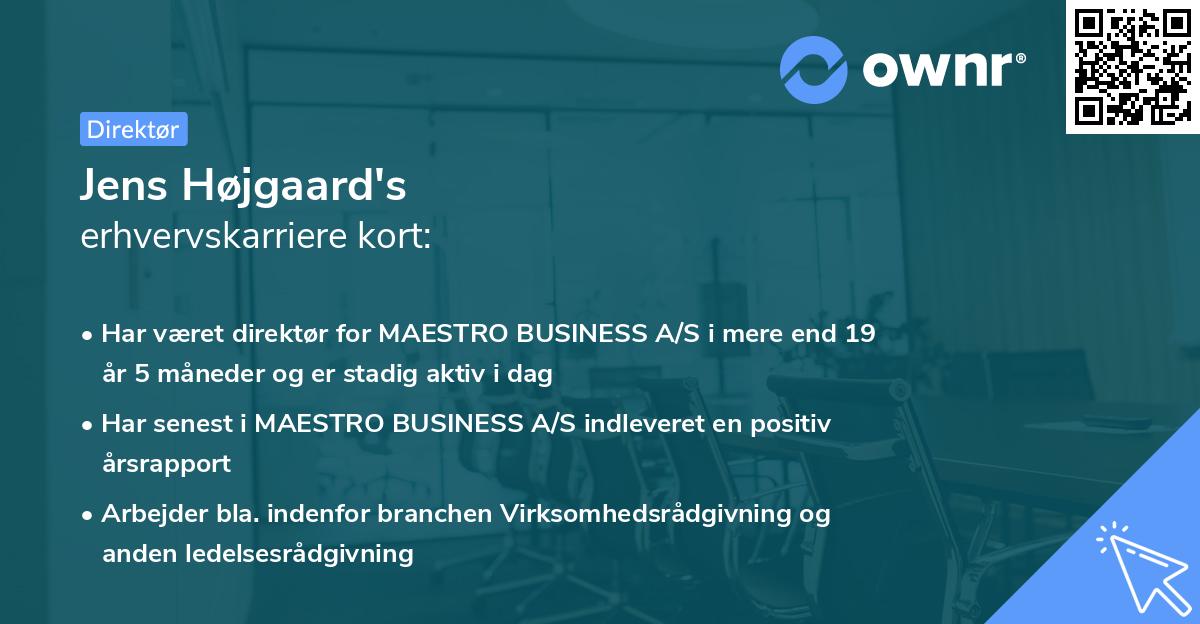 Jens Højgaard's erhvervskarriere kort
