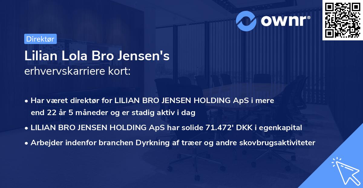 Lilian Lola Bro Jensen's erhvervskarriere kort