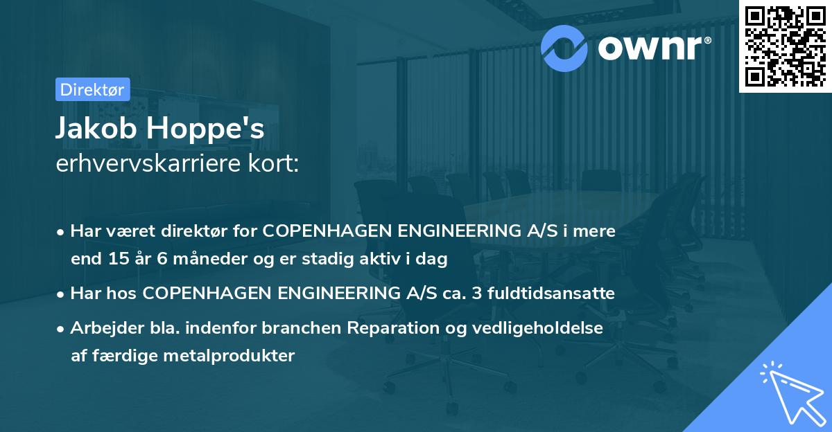 Jakob Hoppe's erhvervskarriere kort