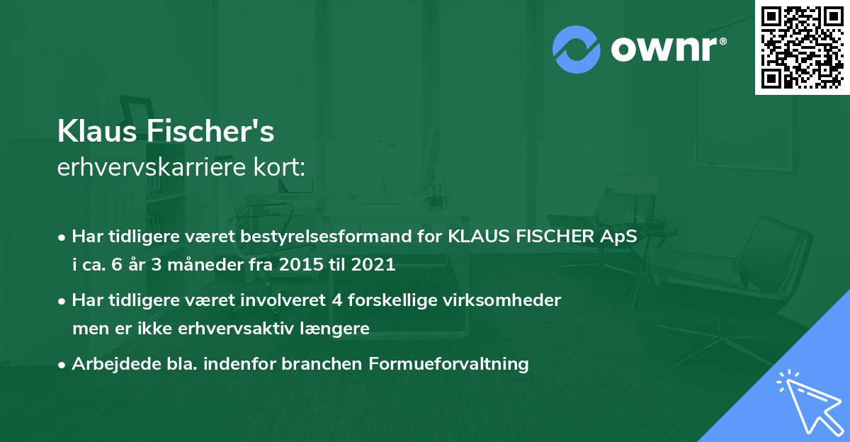 Klaus Fischer's erhvervskarriere kort